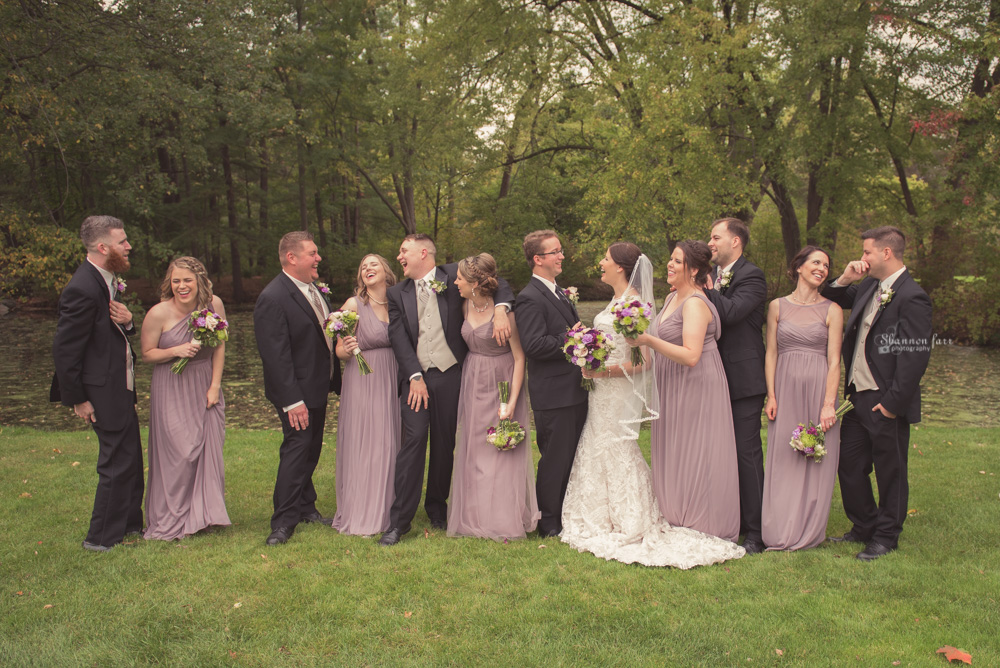 Rustic fall wedding photography Dow Gardens bridal party