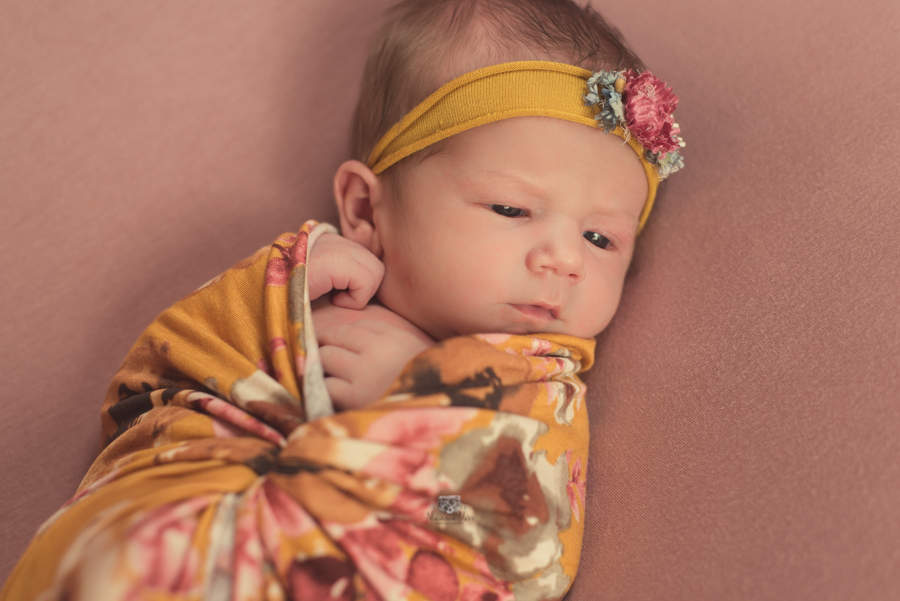 Newborn Photography in St. Louis studio with floral wrap