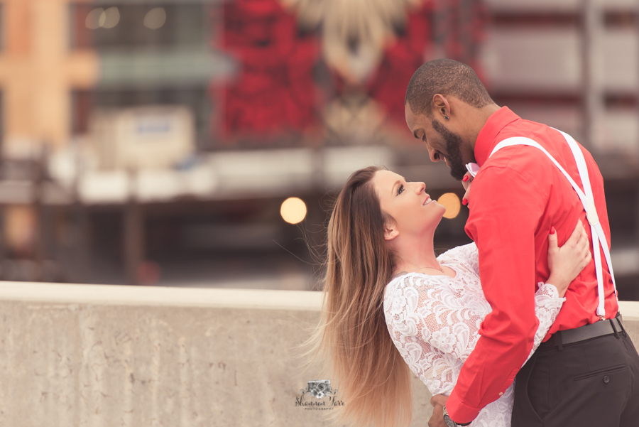Couple engagement at the Z Lot in Detroit