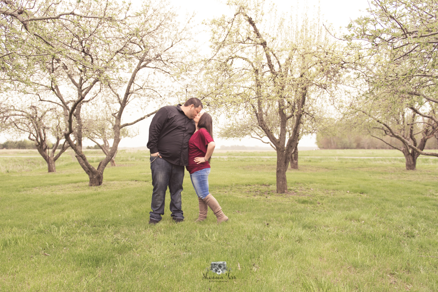 Couple engagement portraits at Family Farm in Merrill, MI