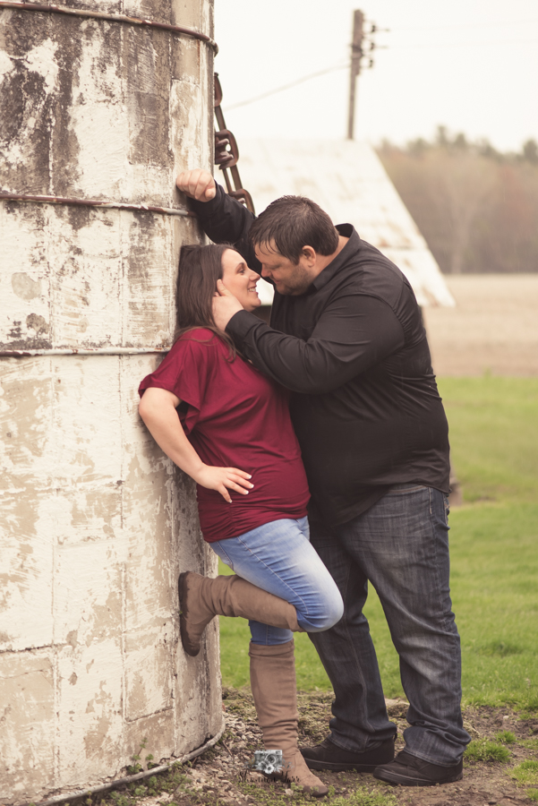 Couple engagement portraits at Family Farm in Merrill, MI
