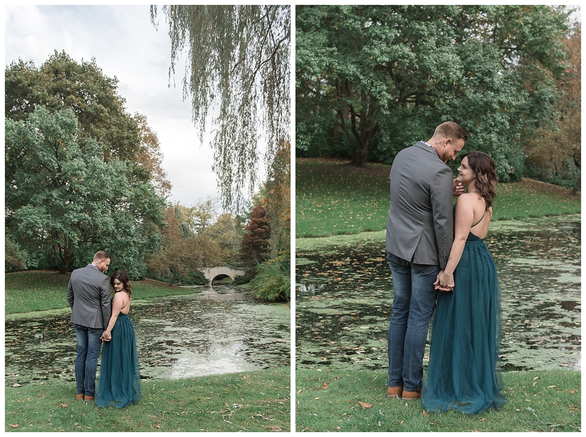 couple portraits in front of pond