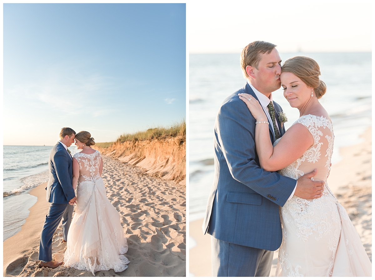 wedding couple portraits at Ludington beach